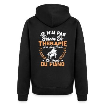J'ai Juste Besoin De Jouer Du Piano Humour Cadeau - Veste à capuche bio Premium Unisexe - noir - Dos - Nico (187cm)