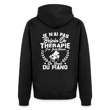 J'ai Juste Besoin De Jouer Du Piano Humour Cadeau - Veste à capuche bio Premium Unisexe - noir - Dos - Nico (187cm)