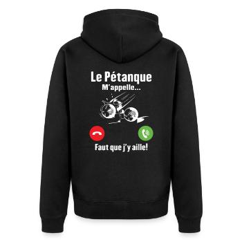 La pétanque M'appelle - Veste à capuche bio Premium Unisexe - noir - Dos - Nico (187cm)