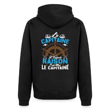 Le Capitaine A Toujours Raison C'est Moi Capitaine - Veste à capuche bio Premium Unisexe - noir - Dos - Nico (187cm)
