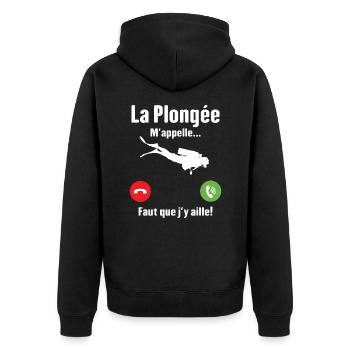 La plongée m'appelle cadeau humour plongeur - Veste à capuche bio Premium Unisexe - noir - Dos - Nico (187cm)