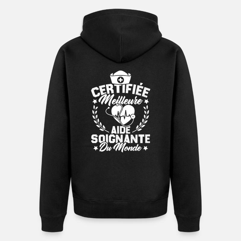 Certifiée meilleure aide-soignante du monde - Veste à capuche bio Premium Unisexe - noir