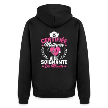 Certifiée meilleure aide-soignante du monde - Veste à capuche bio Premium Unisexe - noir - Dos - Nico (187cm)
