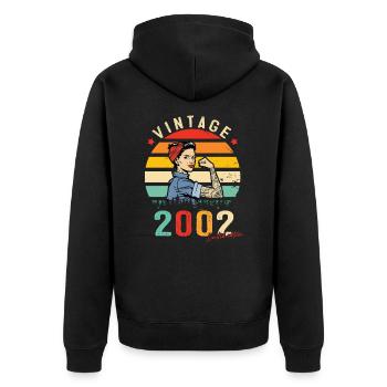 2002 Vintage Édition limitée Cadeau Femmes - Veste à capuche bio Premium Unisexe - noir - Dos - Nico (187cm)