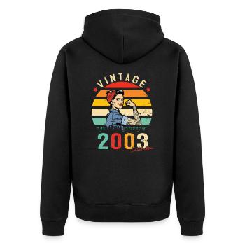 2003 Vintage Édition limitée Cadeau Femmes - Veste à capuche bio Premium Unisexe - noir - Dos - Nico (187cm)