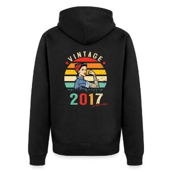 2017 Vintage Édition limitée Cadeau Femmes - Veste à capuche bio Premium Unisexe - noir - Dos - Nico (187cm)