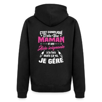 Compliqué d'être une maman et une Aide-soignante - Veste à capuche bio Premium Unisexe - noir - Dos - Nico (187cm)