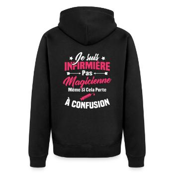 Humour Cadeau Je suis infirmière pas magicienne - Veste à capuche bio Premium Unisexe - noir - Dos - Nico (187cm)