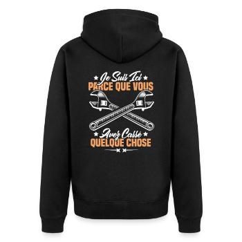 Je suis ici parce que vous avez cassé quelque chos - Veste à capuche bio Premium Unisexe - noir - Dos - Nico (187cm)