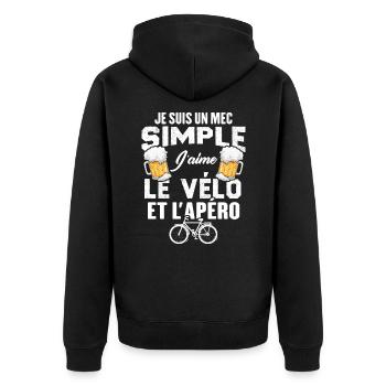 Je Suis Un Mec Simple J'aime Le Vélo Et L'apéro - Veste à capuche bio Premium Unisexe - noir - Dos - Nico (187cm)