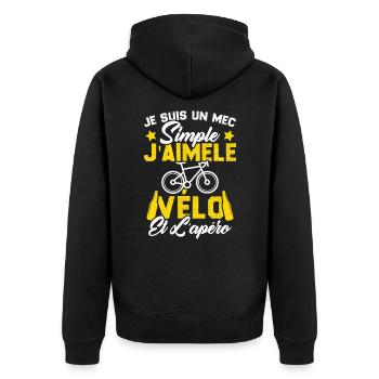Je Suis Un Mec Simple J'aime Le Vélo Et L'apéro - Veste à capuche bio Premium Unisexe - noir - Dos - Nico (187cm)