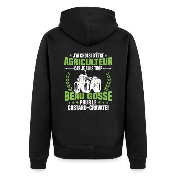 Agriculteur et Beau-gosse - Veste à capuche bio Premium Unisexe - noir - Dos - Nico (187cm)