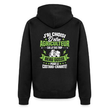 Agriculteur et Beau-gosse - Veste à capuche bio Premium Unisexe - noir - Dos - Nico (187cm)