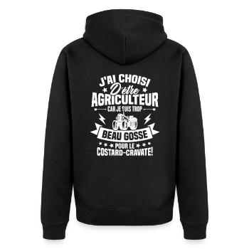 Agriculteur et Beau-gosse - Veste à capuche bio Premium Unisexe - noir - Dos - Nico (187cm)