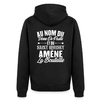 Au nom du verre de pastis et du saint whisky amène - Veste à capuche bio Premium Unisexe - noir - Dos - Nico (187cm)