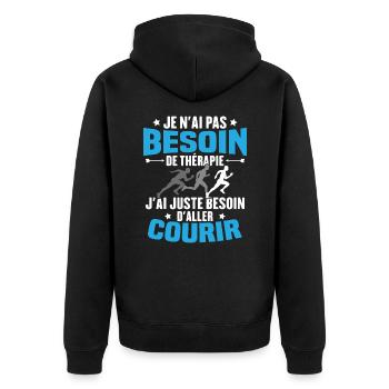 J'ai juste besoin d'aller courir - Humour cadeau - Veste à capuche bio Premium Unisexe - noir - Dos - Nico (187cm)