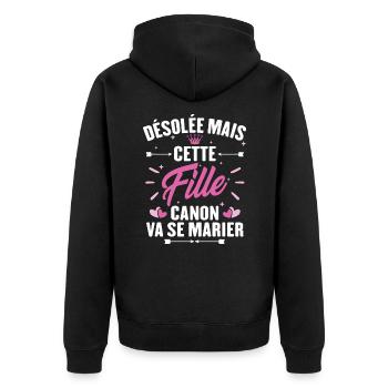 Désolée mais cette fille canon va se marier - Veste à capuche bio Premium Unisexe - noir - Dos - Nico (187cm)