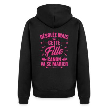 Désolée mais cette fille canon va se marier - Veste à capuche bio Premium Unisexe - noir - Dos - Nico (187cm)