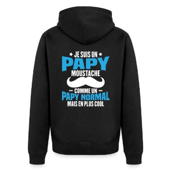 Un papy moustache comme un papy normal - Veste à capuche bio Premium Unisexe - noir - Dos - Nico (187cm)