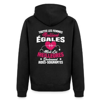 Les meilleures femmes deviennent aides-soignantes - Veste à capuche bio Premium Unisexe - noir - Dos - Nico (187cm)