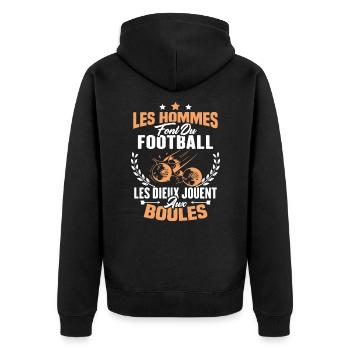 Hommes font du football les dieux jouent aux boule - Veste à capuche bio Premium Unisexe - noir - Dos - Nico (187cm)