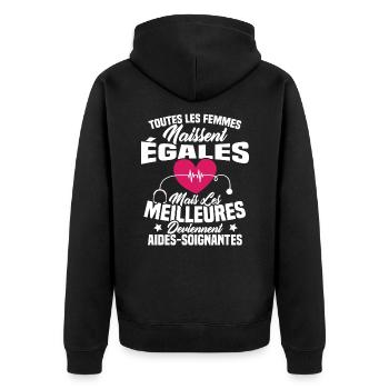 Les meilleures femmes deviennent aides-soignantes - Veste à capuche bio Premium Unisexe - noir - Dos - Nico (187cm)