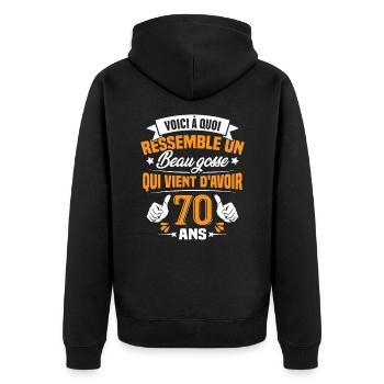 Voici à Quoi Ressemble Un Beau Gosse 70 ans Cadeau - Veste à capuche bio Premium Unisexe - noir - Dos - Nico (187cm)