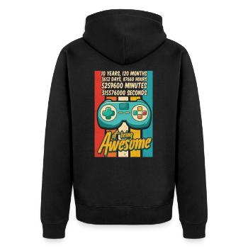 10 Years Of Being Awesome - Amazing 10th Birthday - Unisex Premium Organic Zip Hoodie - black - Back - Nico (187cm)