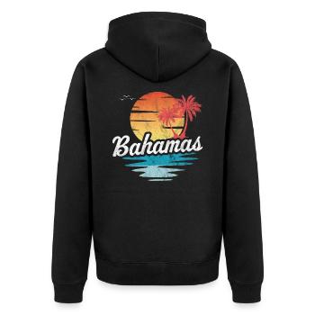 Bahamas - Unisex Premium Bio Zip Hoodie - Schwarz - Hinten - Nico (187cm)