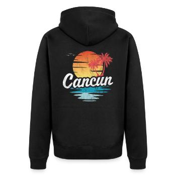 Cancun - Unisex Premium Bio Zip Hoodie - Schwarz - Hinten - Nico (187cm)