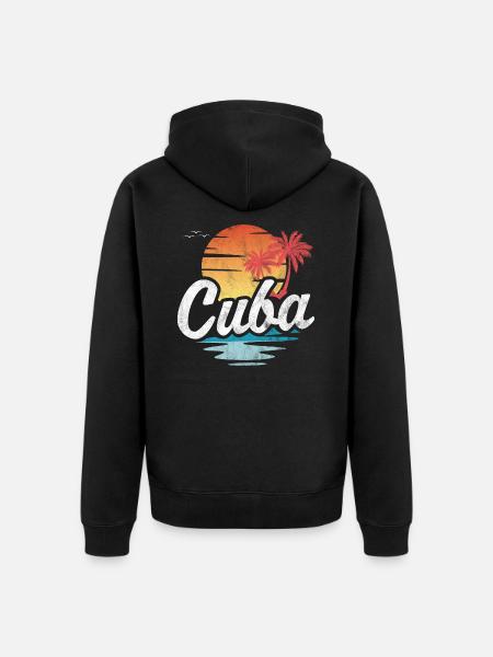 Cuba - Unisex Premium Organic Zip Hoodie - black