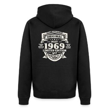 Original 1969 Vintage 1969 55th Birthday 1969 - Unisex Premium Organic Zip Hoodie - black - Back - Nico (187cm)