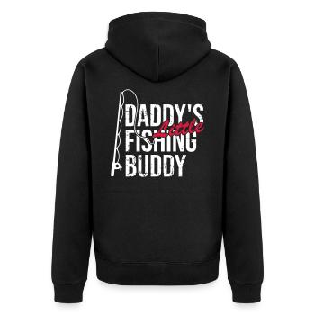 Daddy little fishing buddy - Unisex Premium Organic Zip Hoodie - black - Back - Nico (187cm)