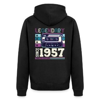 Legende 1957 65. Geburtstag Geschenk Herren - Unisex Premium Bio Zip Hoodie - Schwarz - Hinten - Nico (187cm)