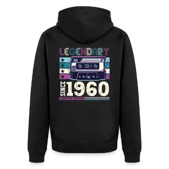 Legendary 1960 62nd Birthday Gift Men - Fun - Unisex Premium Organic Zip Hoodie - black - Back - Nico (187cm)