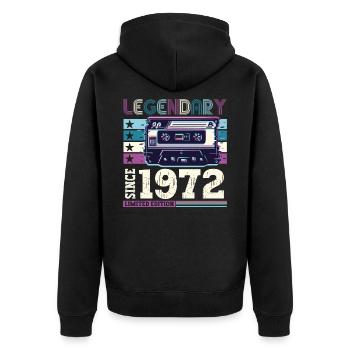 Legendary 1972 50th Birthday Gift Men - Fun - Unisex Premium Organic Zip Hoodie - black - Back - Nico (187cm)