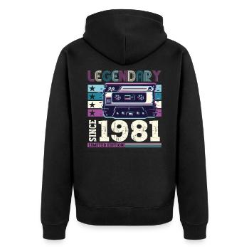 Legendary 1981 41st Birthday Gift Men - Fun - Unisex Premium Organic Zip Hoodie - black - Back - Nico (187cm)