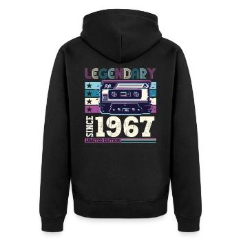 Legendary 1967 55th Birthday Gift Men - Fun - Unisex Premium Organic Zip Hoodie - black - Back - Nico (187cm)