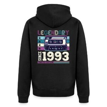 Legendary 1993 29th Birthday Gift Men - Fun - Unisex Premium Organic Zip Hoodie - black - Back - Nico (187cm)