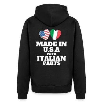 MADE IN USA WITH ITALIAN PARTS - Unisex Premium Organic Zip Hoodie - black - Back - Nico (187cm)