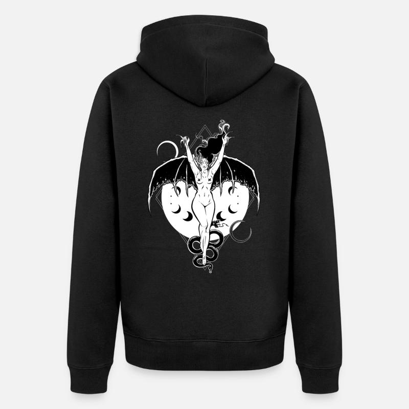 Fledermausmädchen - Unisex Premium Bio Zip Hoodie - Schwarz