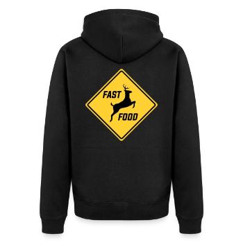 Fast Food Deer Funny Hunting Season - Unisex Premium Organic Zip Hoodie - black - Back - Nico (187cm)