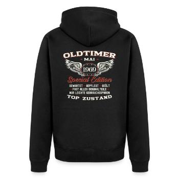 Oldtimer Mai 1969 Jahrgang 1969 Geburtstag 1969 - Unisex Premium Bio Zip Hoodie - Schwarz - Hinten - Nico (187cm)