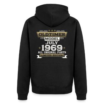 Oldtimer Juli 1969 Jahrgang 1969 55. Geburtstag 69 - Unisex Premium Bio Zip Hoodie - Schwarz - Hinten - Nico (187cm)
