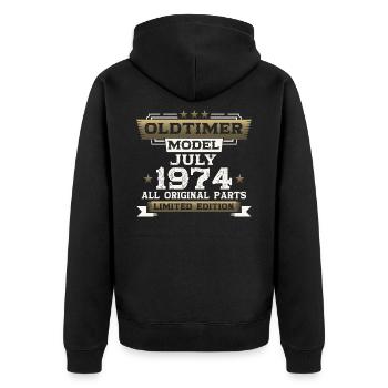 Vintage July 1974 Vintage 1974 50th Birthday 74 - Unisex Premium Organic Zip Hoodie - black - Back - Nico (187cm)