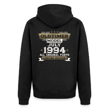 Oldtimer Juli 1994 Jahrgang 1994 30. Geburtstag 94 - Unisex Premium Bio Zip Hoodie - Schwarz - Hinten - Nico (187cm)