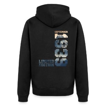85th Birthday Original September 1939 Volume 39 - Unisex Premium Organic Zip Hoodie - black - Back - Nico (187cm)