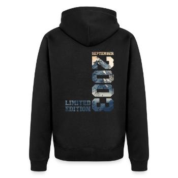 21e anniversaire Original Legend 2003 septembre 03 - Veste à capuche bio Premium Unisexe - noir - Dos - Nico (187cm)