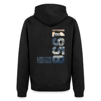 66e anniversaire Original septembre 1958 Volume 58 - Veste à capuche bio Premium Unisexe - noir - Dos - Nico (187cm)