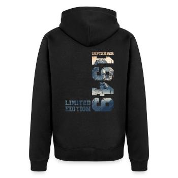 75th Birthday Original September 1949 Volume 49 - Unisex Premium Organic Zip Hoodie - black - Back - Nico (187cm)